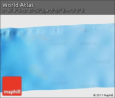 Shaded Relief 3D Map of the Area around 2° 58' 32" S, 8° 34' 29" E