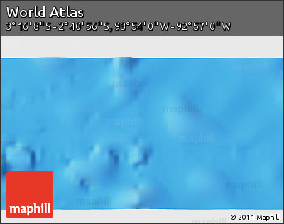 Shaded Relief 3D Map of the Area around 2° 58' 32" S, 93° 25' 30" W