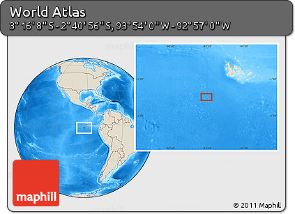 Shaded Relief Location Map of the Area around 2° 58' 32" S, 93° 25' 30" W