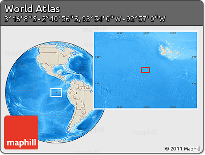 Shaded Relief Location Map of the Area around 2° 58' 32" S, 93° 25' 30" W