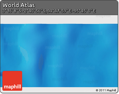 Shaded Relief 3D Map of the Area around 2° 58' 32" S, 95° 16' 30" E