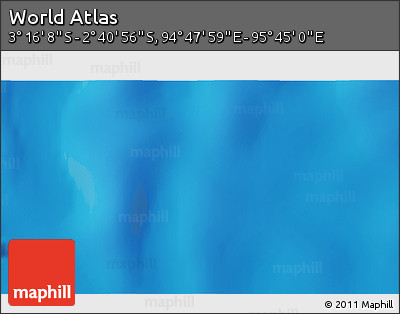 Shaded Relief 3D Map of the Area around 2° 58' 32" S, 95° 16' 30" E