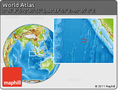 Physical Location Map of the Area around 2° 58' 32" S, 95° 16' 30" E