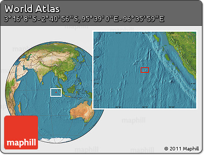 Satellite Location Map of the Area around 2° 58' 32" S, 96° 7' 30" E