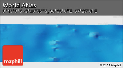 Shaded Relief Panoramic Map of the Area around 2° 58' 32" S, 96° 58' 29" E