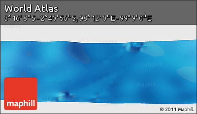 Shaded Relief Panoramic Map of the Area around 2° 58' 32" S, 98° 40' 30" E