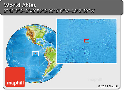 Physical Location Map of the Area around 2° 58' 32" S, 98° 31' 30" W