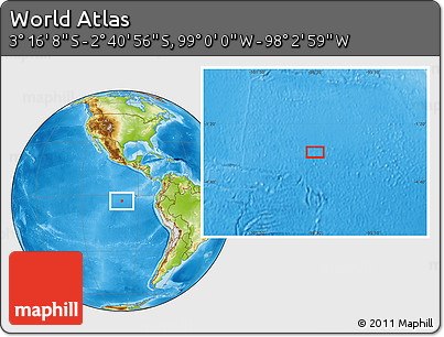 Physical Location Map of the Area around 2° 58' 32" S, 98° 31' 30" W