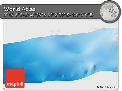 Shaded Relief Panoramic Map of the Area around 2° 58' 32" S, 99° 31' 30" E