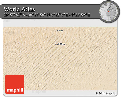 Satellite 3D Map of the Area around 30° 13' 46" N, 0° 55' 29" E