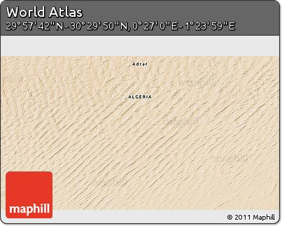 Satellite 3D Map of the Area around 30° 13' 46" N, 0° 55' 29" E