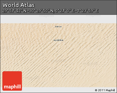 Satellite 3D Map of the Area around 30° 13' 46" N, 0° 55' 29" E