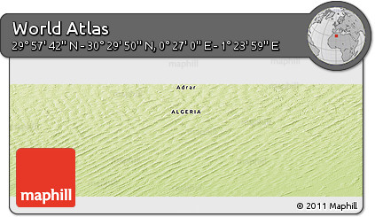 Physical Panoramic Map of the Area around 30° 13' 46" N, 0° 55' 29" E