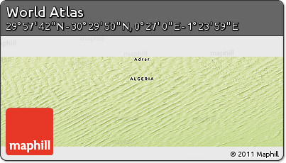 Physical Panoramic Map of the Area around 30° 13' 46" N, 0° 55' 29" E