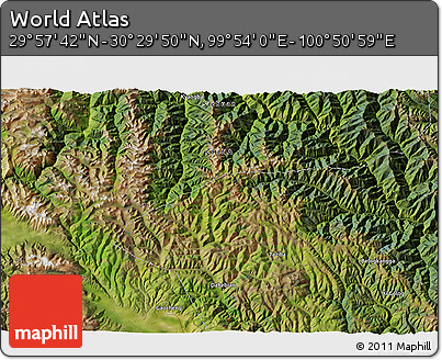 Satellite 3D Map of the Area around 30° 13' 46" N, 100° 22' 30" E
