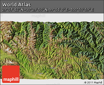 Satellite 3D Map of the Area around 30° 13' 46" N, 100° 22' 30" E