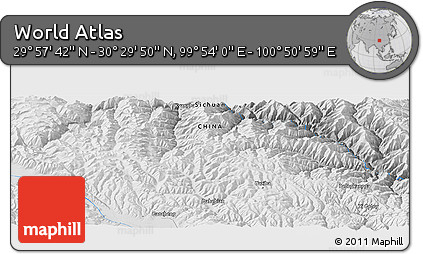 Physical Panoramic Map of the Area around 30° 13' 46" N, 100° 22' 30" E