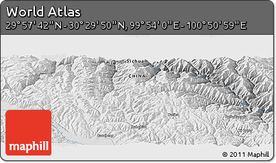 Physical Panoramic Map of the Area around 30° 13' 46" N, 100° 22' 30" E