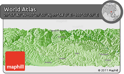 Political Panoramic Map of the Area around 30° 13' 46" N, 100° 22' 30" E