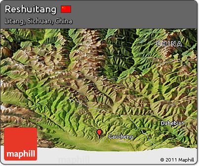 Satellite Panoramic Map of Reshuitang
