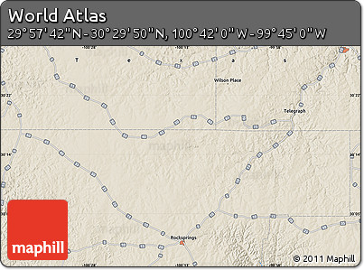 Shaded Relief Map of the Area around 30° 13' 46" N, 100° 13' 29" W