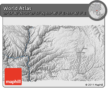 Physical 3D Map of the Area around 30° 13' 46" N, 101° 13' 29" E
