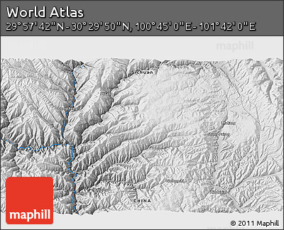 Physical 3D Map of the Area around 30° 13' 46" N, 101° 13' 29" E