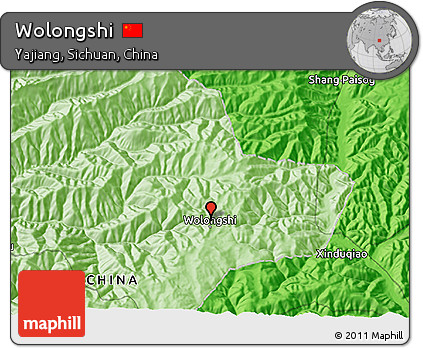 Political 3D Map of Wolongshi