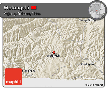 Shaded Relief 3D Map of Wolongshi
