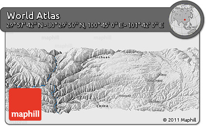 Physical Panoramic Map of the Area around 30° 13' 46" N, 101° 13' 29" E