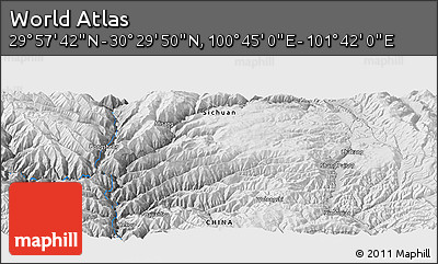 Physical Panoramic Map of the Area around 30° 13' 46" N, 101° 13' 29" E
