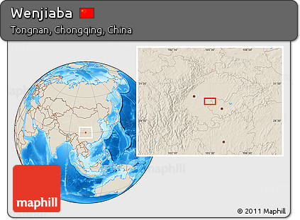 Shaded Relief Location Map of Wenjiaba