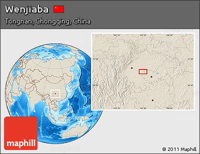 Shaded Relief Location Map of Wenjiaba