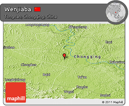 Physical Panoramic Map of Wenjiaba