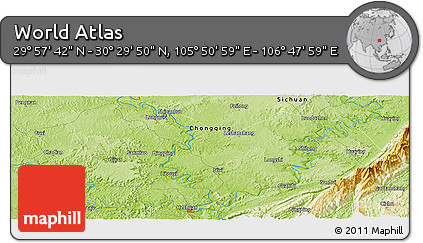 Physical Panoramic Map of the Area around 30° 13' 46" N, 106° 19' 29" E