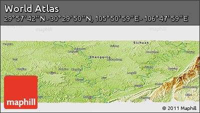 Physical Panoramic Map of the Area around 30° 13' 46" N, 106° 19' 29" E