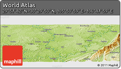 Physical Panoramic Map of the Area around 30° 13' 46" N, 106° 19' 29" E