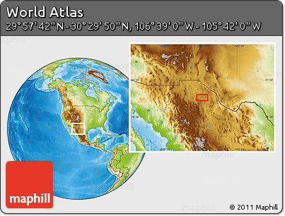 Physical Location Map of the Area around 30° 13' 46" N, 106° 10' 30" W
