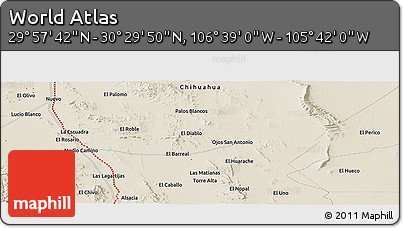 Shaded Relief Panoramic Map of the Area around 30° 13' 46" N, 106° 10' 30" W
