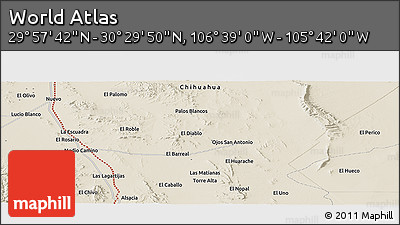 Shaded Relief Panoramic Map of the Area around 30° 13' 46" N, 106° 10' 30" W