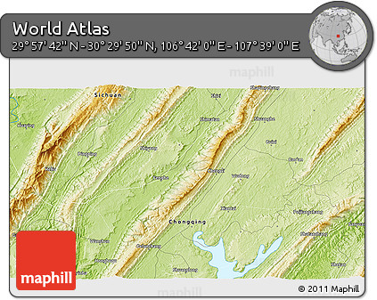 Physical 3D Map of the Area around 30° 13' 46" N, 107° 10' 30" E