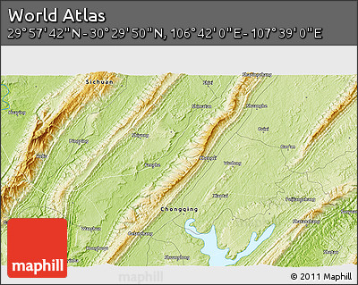 Physical 3D Map of the Area around 30° 13' 46" N, 107° 10' 30" E