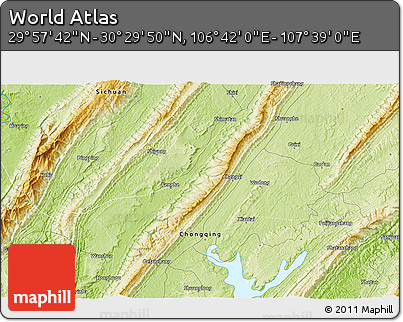 Physical 3D Map of the Area around 30° 13' 46" N, 107° 10' 30" E