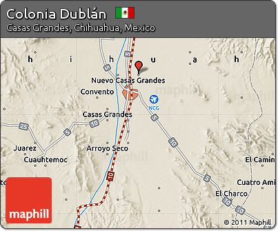 Shaded Relief Map of Colonia Dublán