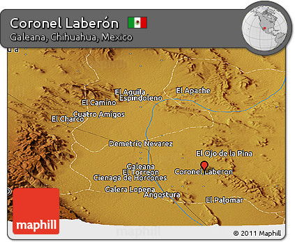 Physical Panoramic Map of Coronel Laberón