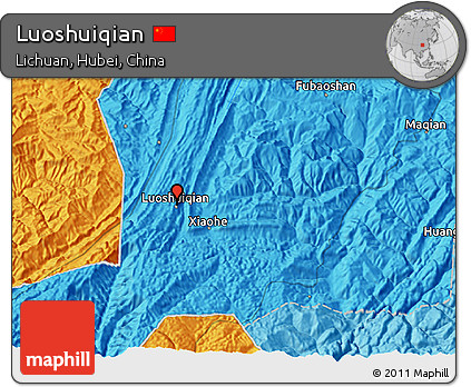 Political 3D Map of Luoshuiqian