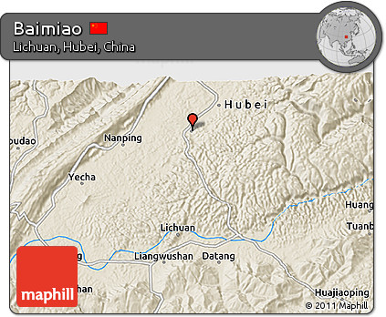 Shaded Relief 3D Map of Baimiao