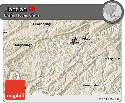 Shaded Relief 3D Map of Jiantian