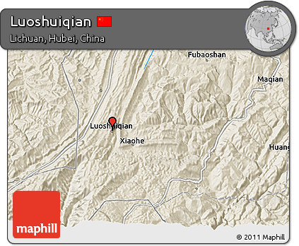 Shaded Relief 3D Map of Luoshuiqian
