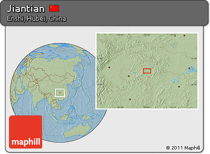 Savanna Style Location Map of Jiantian, hill shading